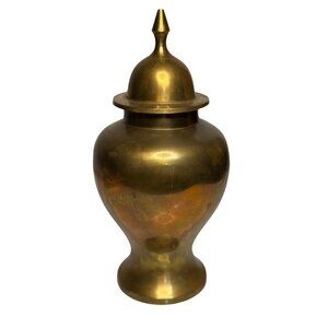 VTG Solid Brass Ginger Jar Lidded Urn Decorative Vessel Timeless India Home Vase